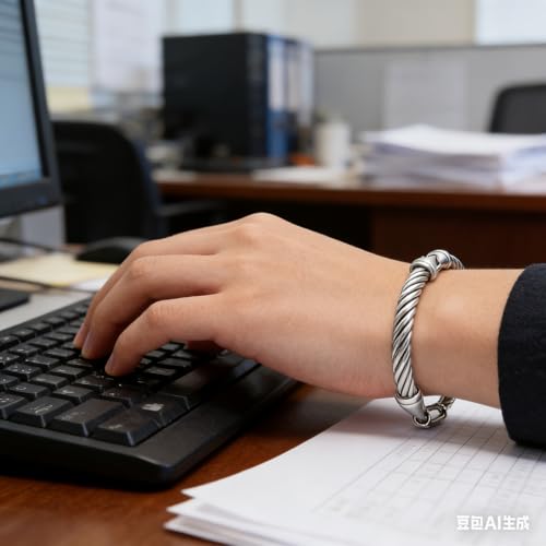 Image of Decpro Exquisite Vintage Twisted Cable Cuff Bangle, Adjustable Stainless Steel Bracelet for Women, Elegant Jewelry Gift for Women