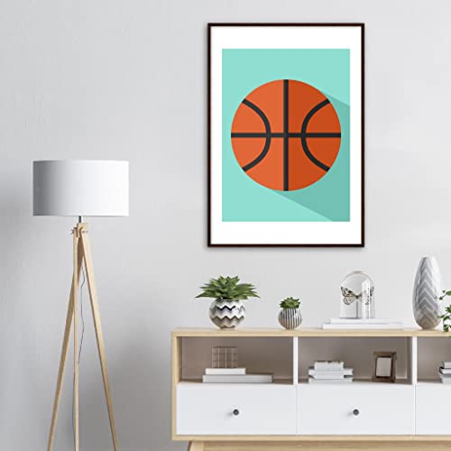 Baloncesto laminas enmarcadas 70x100 cm cuadro de madera oscura arte de pared deportivo