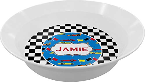 Personalized Checkers & Racecars Melamine Bowl - 12 oz