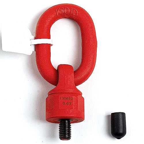 2pcs M12 x 18 0.5Ton-1Ton G80 Swivel Eye Bolt Alloy Steel Material 360° Rotation Hoist Ring Heavy Duty Large Carrying Capacity Eye Bolt Tensile Strength ob is 1080MPa