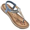 HARENCE Womens Flip Flops Summer Flats Sandals for Women with Rhinestone Beaded Ankle T-Strap Thong Elastic Beach Sandal…