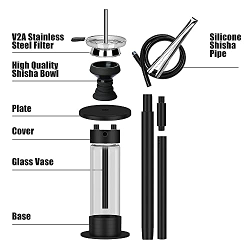 J Shisha Set Komplett, Shisha Hookah Set mit Tragetasche,42.5 cm Shisha to go, Shisha Set Black, Shisha Komplett mit… – Bild 3