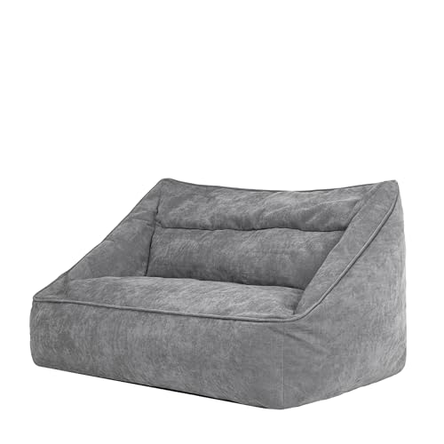 icon Cecilia Chenille Bean Bag Sofa, Grey, Floor 2 Seater Sofa, L...