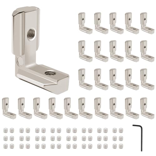 Image of 26pcs Seekliny 4040 Aluminum Extrusion Connector Corner Bracket Joining 4040 Hardware T-Slotted Accessories with Screws for 8020 Aluminum Profile 3D Printer Frame Spare Parts Silver