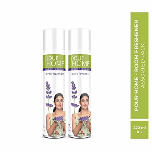 Image of POUR HOME Lovely Lavender Room Air Freshener Spray - 220ML Each (Pack of 2) Long-Lasting Fragrance - Reduces Odours - Suitable for Home & Office