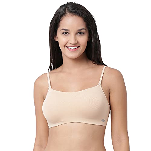 Image of Enamor Moulded Double Layer Front Women's Cotton Cami Bra - Detachable Slim Straps with Back Keyhole, Non Padded, Wirefree, High Coverage - A022 (Pack of 2)