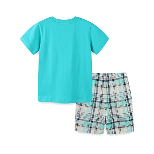 Image of HILEELANG Boys Summer Outfits Short Sleeve T-Shirt & Shorts Sets Playwear Clothes 2 Piece 2-7Y