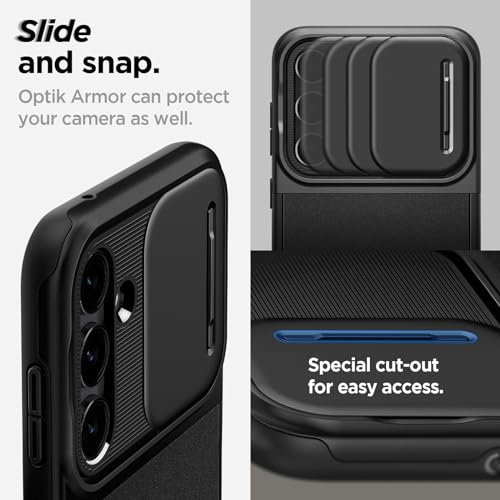 Image of Spigen Optik Armor | Samsung Galaxy S23 FE Case [Camera Protection] [Hybrid Material] Galaxy S23 FE Back Cover | TPU+PC - Black