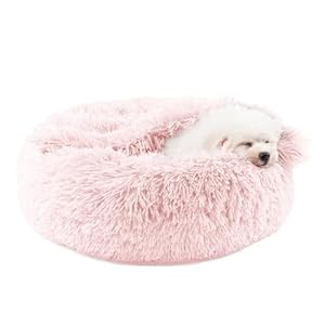 Himax Dog Beds for Small Dogs&Cats, Comfort Dog Bed with Blanket Attached, Calming Anti-Anxiety Fluffy Dog Bed Washable (20″/26″/35″) Pink