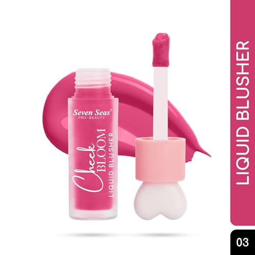 Image of Seven Seas Cheek Bloom Liquid Blusher & Lip Gloss | Highly Pigmented | Long-lasting | Buildable & Blendable | All Skin Types | Shade- 03-Rosy Cheeks-5g)