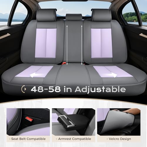 Image of Coverado Seat Covers, Car Seat Covers Full Set, Leather Seat Covers for Cars, Car Seat Protector, Gray Car Seat Covers Front Seats and Back Seats Universal Fit for Most Cars Purple