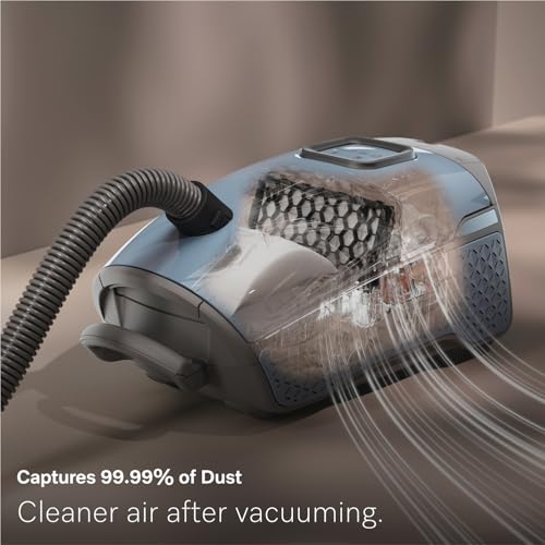 Image of Miele Guard L1 Bagged Canister Vacuum Cleaner with AirClean Filter, Electro Plus Floorhead, AllTeQ Universal Floorhead, LED Display Panel, in Nordic Blue /Space Grey