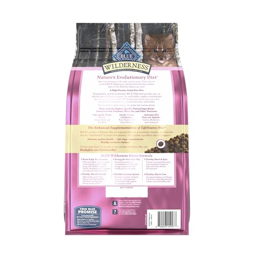 Image of Blue Buffalo Wilderness High-Protein & Grain-Free Dry Food for Kittens, Natural Ingredients with DHA for Cognitive Development, Salmon Recipe, 5lb Bag