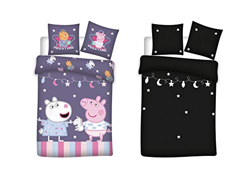 Brandmac Pig Bettw&auml;sche 200 x 135, 80 x 80, leuchtet im Dunkeln-Effekt, 100% Baumwolle, Glow in The Dark