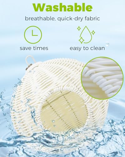 Image of Chewproof Steel Frame Bird Nest for Cage, Washable Small Bed Hammock | Bird Hideout Lay Eggs Parakeet Nest Sleep Rest, Parakeet Warm Bed House Hut for Lovebird, Canary, Budgie, with Cushion