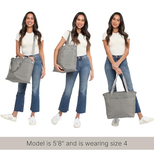 Image of Baggallini Carryall Tote - Lightweight Nylon Zipper Top Weekender Travel Beach Bag w /Luggage Sleeve