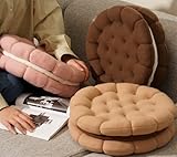 14'' Biscuit Shaped Seat Cushion Short Plush Pillow for Livingroom Decor Graduation Gift (Khaki)
