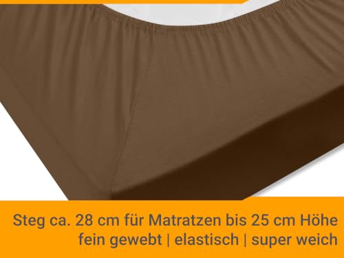 npluseins Jersey Spannbetttuch Baumwolle, 120x200 cm, Schokobraun – Ansicht 5