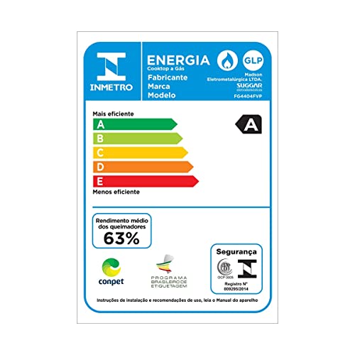 SUGGAR COOKTOP A GÁS 4 QUEIMADORES TREMPE FERRO FUNDIDO TRIPLA CHAMA FG4404FVP - Imagem 5