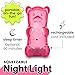 Gummygoods Squeezable Gummy Bear Night Light - Rechargeable, Portable, Squishy Lamp, 60-Min Sleep Timer - Christmas Gift for Kids & Adults, Baby Nursery, and Dorm Rooms - (Pink)