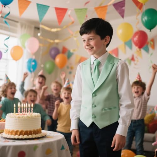 Kids Dress Vests for Boys Toddler Slim Fit Formal Wedding Suit Vest Youth Boy Prom Party Double Breasted Waistcoat4