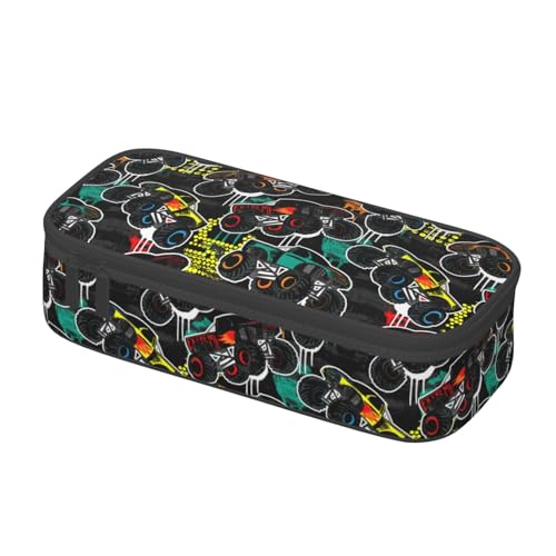 Image of Cartoon Truck Cool Monster Pencil Case Big Capacity Storage Pencil Pouch Stationery Bags With Zipper Portable Pen Holder Box Organizer For Boys Kids Student College School Office Supplies