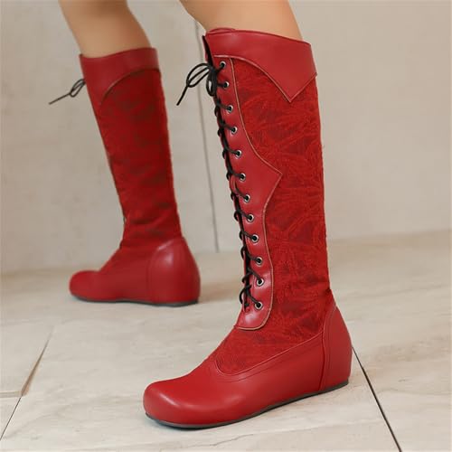 LYYSKY Women's Flat sole Lace-Up Comfortable Knee High Boot.Please see the size chart and product description Size US4-US17/EU34-EU504