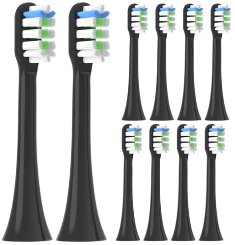 10er Ersatzbürsten für BOOMBRUSH Elektrische Zahnbürste ErsatzKöpfe Kompatibel mit boom brush Ersatzbürstenkopf Aufsteckbürsten Schwarz