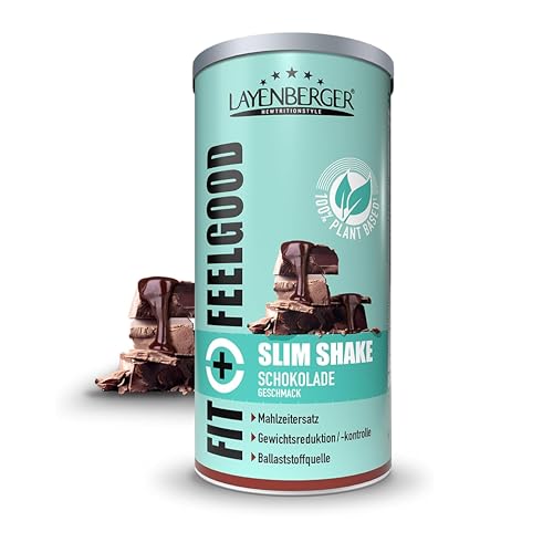 Layenberger Fit+Feelgood Slim Shake Powder vegan - Mahlzeitersatz für 12 Portionen, je 205 kcal, (1x 396 g) - Schokolade