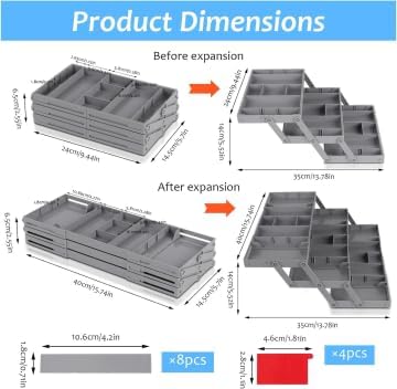 Miniatura 2 de Organizador de cajones de 3 niveles, organizador de basura plegable apilable de varios niveles, bandejas plegables de varios niveles para