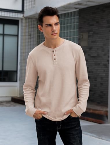 Men's Waffle Long Sleeve Shirt Henley Shirt for Men4