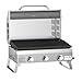 Onlyfire Tischgasgrill mit 3 Brenner | Edelstahl Plancha Gasgrill | mit Deckel, Grillplatte, Thermometer | Grillfläche 57 x 36 cm | Keramische Lackbeschichtung | BBQ Camping | Tragbarer Balkongrill