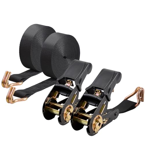 Ratchet Tie Down Straps 20 Ft (2 Pack) - 2200lbs Break...