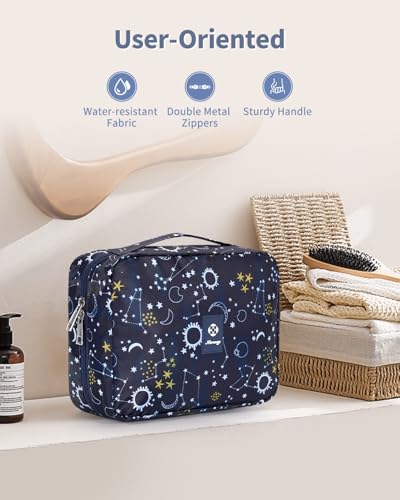 Image of Hanging Travel Toiletry Bag Cosmetic Make up Organizer for Women and Girls Waterproof (Blue Galaxy (upgrade))