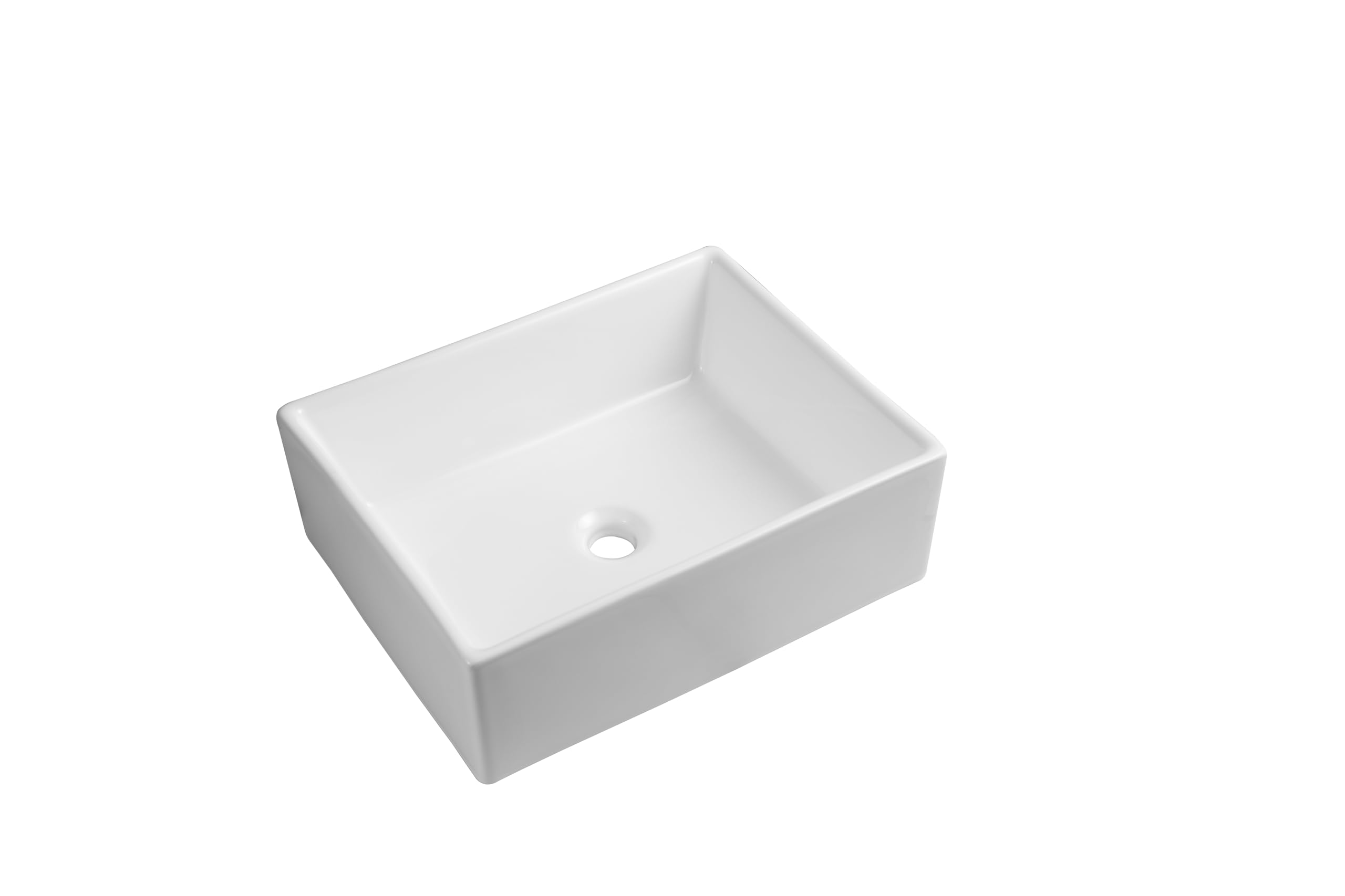 Ibathuk White Modern Rectangular Gloss Countertop Ceramic Wash Basin Sink