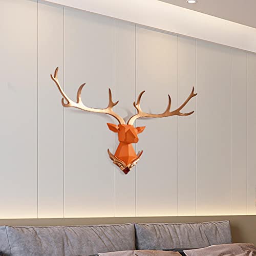 Zbyl Wall Mount Decor Deer Head Sculpture, Faux Geometric Stag Head Taxidermy Animal Head Wall Decorations, Artificial Deer Head Antlers Living Room Dining Room, 50×70 Cm #TOP2