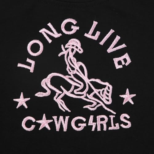 Image of Girls Western Shirt Cowgirls Embroidered Country Concert T Shirt Graphic Horseback Rider Tassel Fringe Tee Tops