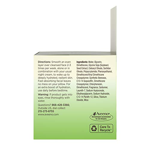 Aveeno Positively Radiant Overnight Hydrating Facial Moisturizer with Soy Extract and Hyaluronic Acid, Oil-Free and Non-Comedogenic, 1.7 oz - Thumbnail 7