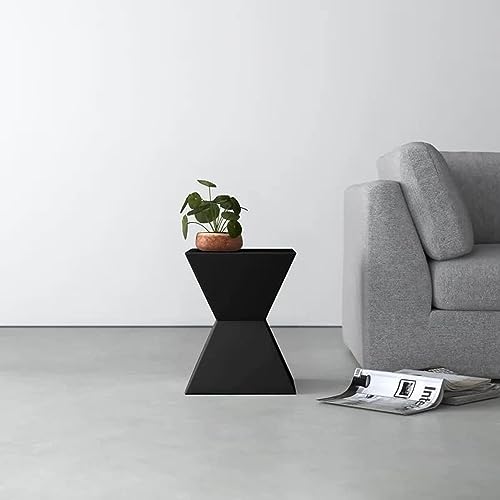 Image of Wooden Block Accent Side Table in Antique Wooden Design, Fully Assembled, End, Bedside Table and Nightstand, for The Living Room and Bedroom-Black