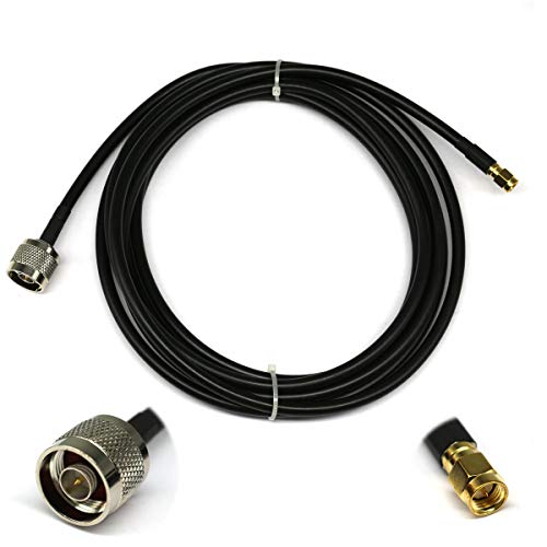 Low-Loss Coax Extension Cable - SMA Male to N Male - for 3G 4G LTE Ham ADS-B GPS RF Radio to Antenna or Surge Arrester Use (5ft)