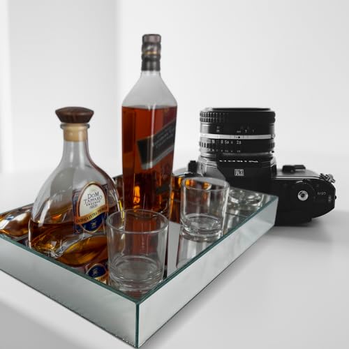 Bandeja Espelhada de Mesa para Servir Sala Jantar Bebidas Bar Luxo Moderna Elegante (30x40cm)