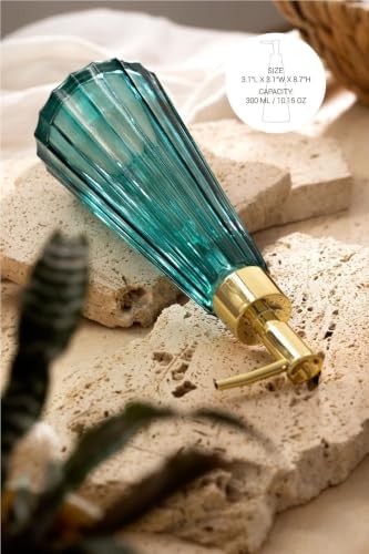 Refillable Hand Bottles for Vintage Elegant Glass Liquid Bottle Hand Bathroom Accessories Shampoo and Conditioner(Ocean Teal)