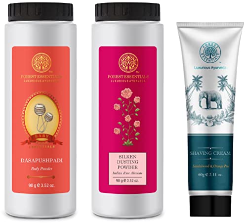 Image of Forest Essentials Silken Dusting Powder Indian Rose Absolute 100g (Talcum Powder)