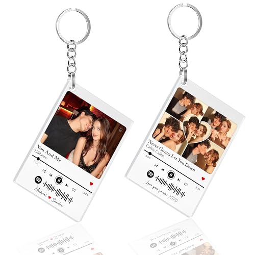Mit & Mia Custom Spotify Keychain Customized Acrylic or Wooden Music Song Key Ring Personalized Photo Keychains Gifts for Him Her Valentine Gift for Boyfriend Husband