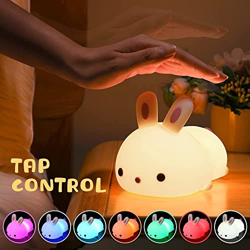 Mubarek Night Light For Kids, Bunny Lamp Cute Lamp, 16 Colors Kids Night Lights For Bedroom, Rechargeable Baby Night Light Lamp, Cute Stuff For Teen Girls Toddler Night Lights For Kids Room,Cute Gifts #TOP2