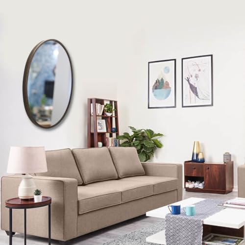 Image of Quality Glass Metal Frame Oval Wall Mirror Royal Mirror Home Decorative Mirror Modern Mirror Living Room Mirror Wall Mirror Bathroom Mirror Size 18x24 inches Color Golden MF 45