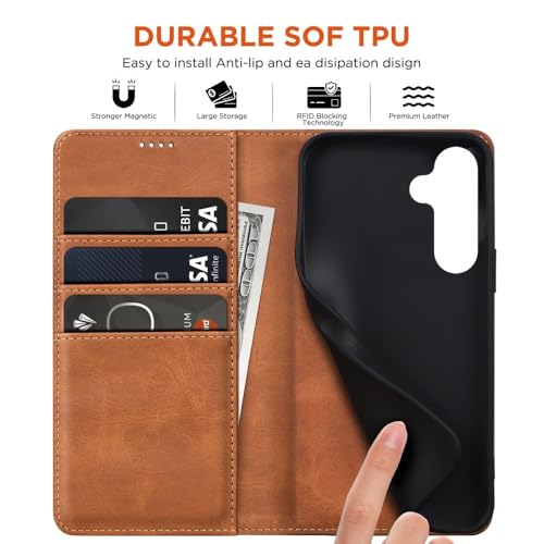 Étui cuir Samsung Galaxy A25 5G idéal pour vos déplacements professionnels marron