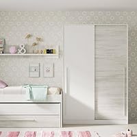 Kast met 2 deuren, kledingstang en 8 planken L100 x H207cm - Nature