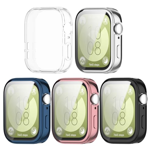 TenCloud Compatible with Huawei Watch Fit 3 Smartwatch Case Full Coveraged Shockproof Compatible with Huawei Watch Fit 3 Screen Protector (6Colors)