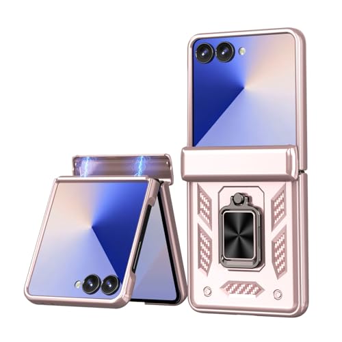 Coque Samsung Z Flip 7 antichoc rose avec anneau et charnière robuste